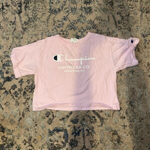 pink champion cropped t-shirt